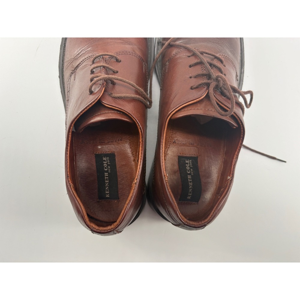 Vintage Kenneth Cole NY Republican Derby Shoes Brown Leather Y2K Italy 41 8 - Picture 8 of 9